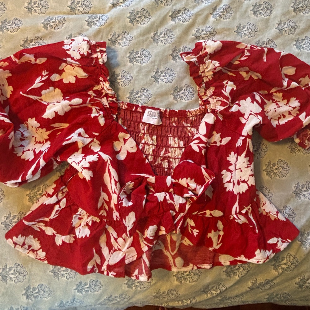 Sienna Sky Red and White Floral Blouse